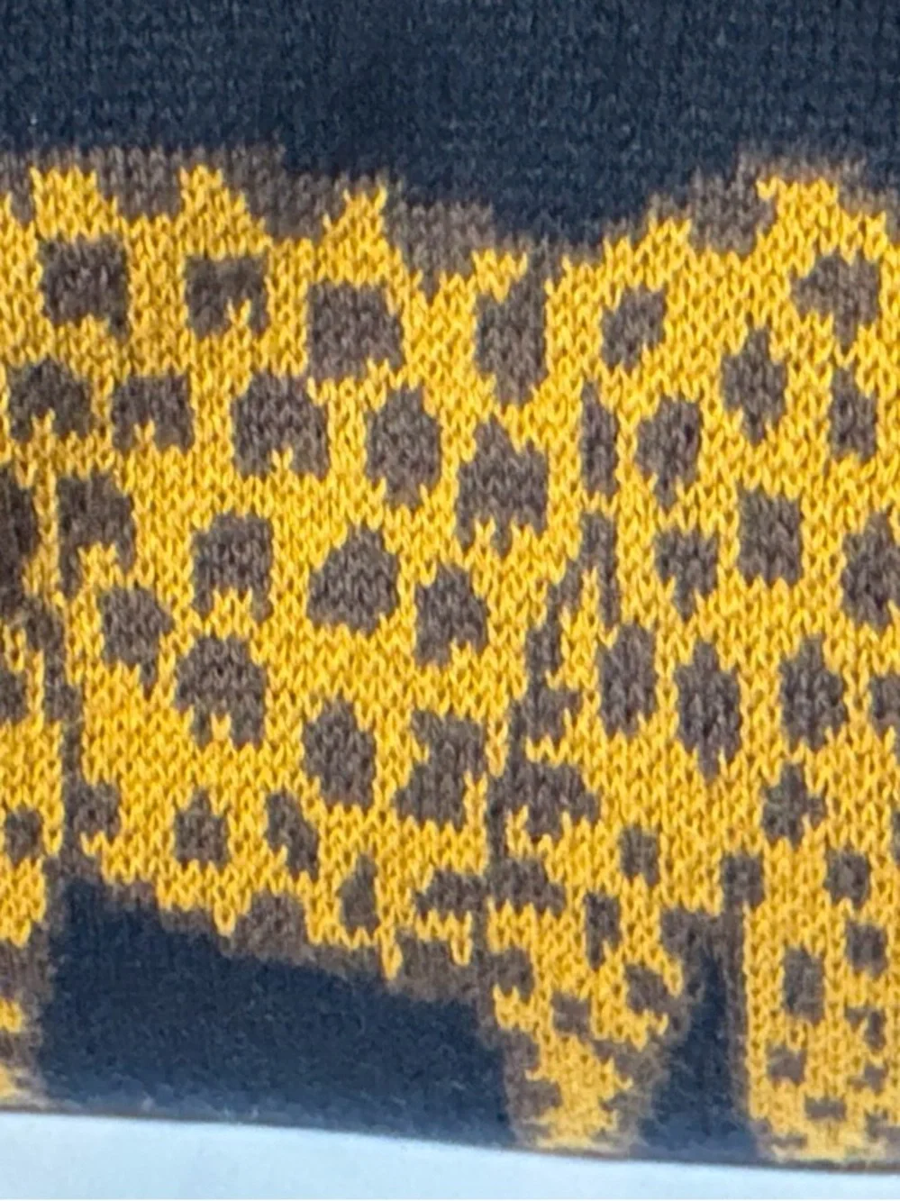 Men's Navy and Mustard Patterned Sweater